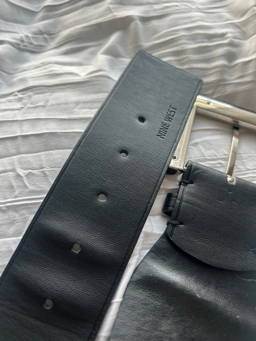 Nine West elastic M L Black Wide Women's Belt with Square Buckle - Picture 8 of 10